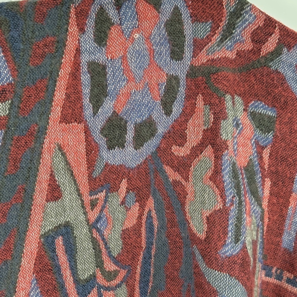 A&F Cottagecore Western Whimsgoth Boho Art Burgundy/Blue Patterned Poncho SzOS - Picture 10 of 12